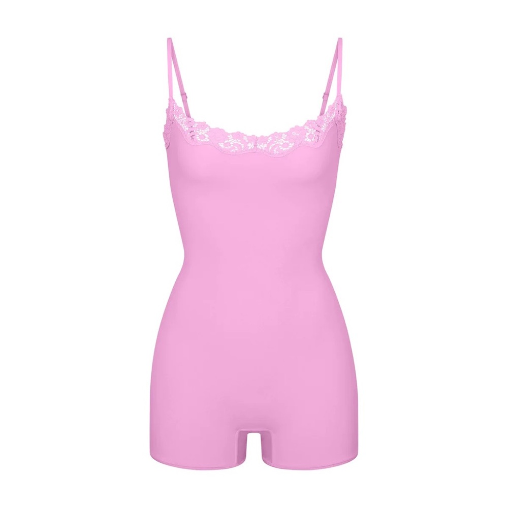 Skims Light Pink Fits Everybody Lace Onesie